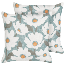 Set of 2 Decorative Cushions JATROPHA 45 x 45 cm Cotton Light Blue Floral Pattern
