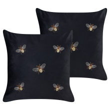 Set of 2 Decorative Cushions TALINUM 45 x 45 cm Velvet Black Animal Pattern