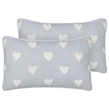 Set of 2 Decorative Cushions GAZANIA 30 x 50 cm Cotton Light Grey