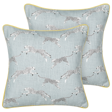 Set of 2 Decorative Cushions ARALES 45 x 45 cm Cotton Light Grey Animal Pattern
