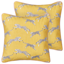 Set of 2 Decorative Cushions ARALES 45 x 45 cm Cotton Yellow Animal Pattern