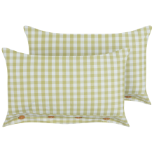 Set of 2 Decorative Cushions TALYA 40 x 60 cm Olive Green Checked