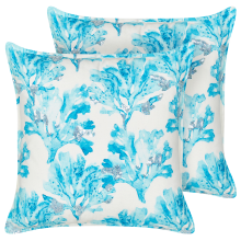 Set of 2 Decorative Cushions ROCKWEED 45 x 45 cm Cotton Blue Floral Pattern
