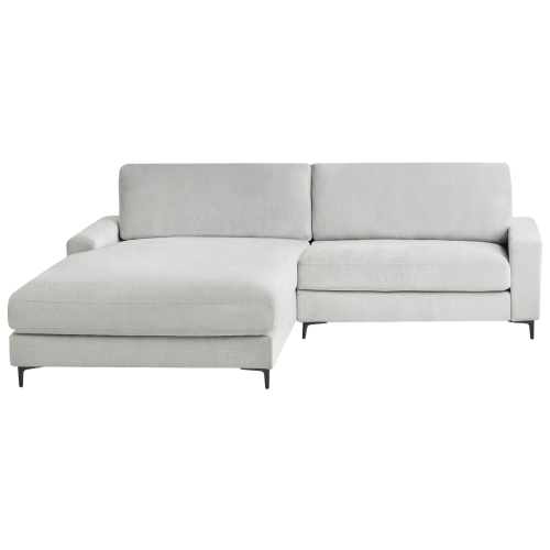 Beliani Corner Sofa 3 Seater MALOY Chenille Light Grey Right Hand