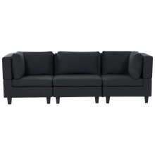 Modular Sofa 3 Seater UNSTAD Fabric Black