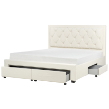 Bed with Storage Drawers LIEVIN Velvet Light Beige 180 x 200 cm (EU Super King)