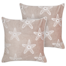 Set of 2 Decorative Cushions CERAMIUM 45 x 45 cm Velvet Pastel Pink Floral Pattern