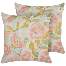 Set of 2 Decorative Cushions ZAHRIYE 45 x 45 cm Pink Floral Pattern