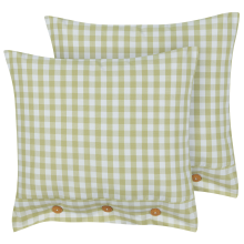 Set of 2 Decorative Cushions TALYA 45 x 45 cm Olive Green Checked