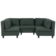 Modular U-Shape Sofa 5 Seater UNSTAD Fabric Dark Green