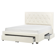 Bed with Storage Drawers LIEVIN Velvet Light Beige 160 x 200 cm (EU King Size)