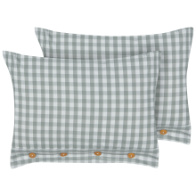 Set of 2 Decorative Cushions TALYA 40 x 60 cm Mint Green Checked