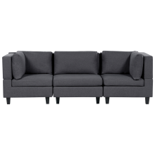 Modular Sofa 3 Seater UNSTAD Fabric Dark Grey
