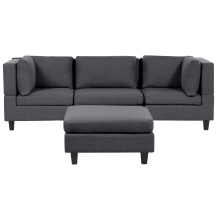 Modular Sofa 3 Seater UNSTAD with Ottoman Fabric Dark Grey