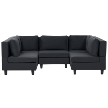 Modular U-Shape Sofa 5 Seater UNSTAD Fabric Black