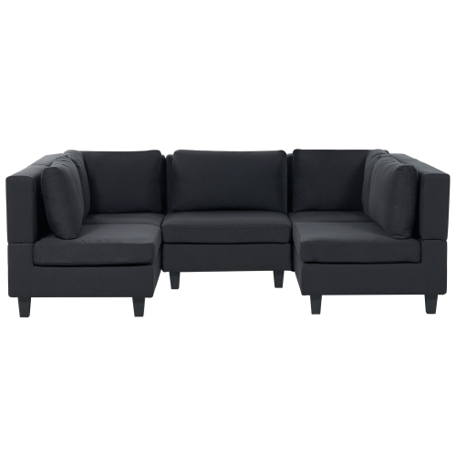 Beliani Modular U-Shape Sofa 5 Seater UNSTAD Fabric Black