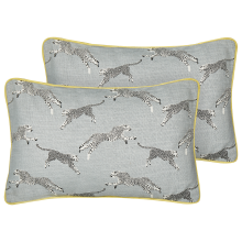 Set of 2 Decorative Cushions ARALES 30 x 50 cm Cotton Light Grey Animal Pattern