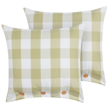 Set of 2 Decorative Cushions TAMNINE 45 x 45 cm Light Green Checked