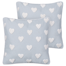 Set of 2 Decorative Cushions GAZANIA 45 x 45 cm Cotton Light Grey