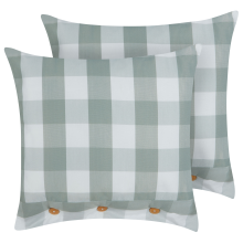 Set of 2 Decorative Cushions TAMNINE 45 x 45 cm Mint Green Checked