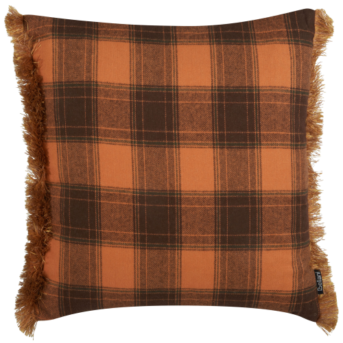 Beliani Throw Cushion BARJA 45 x 45 cm Orange Checked