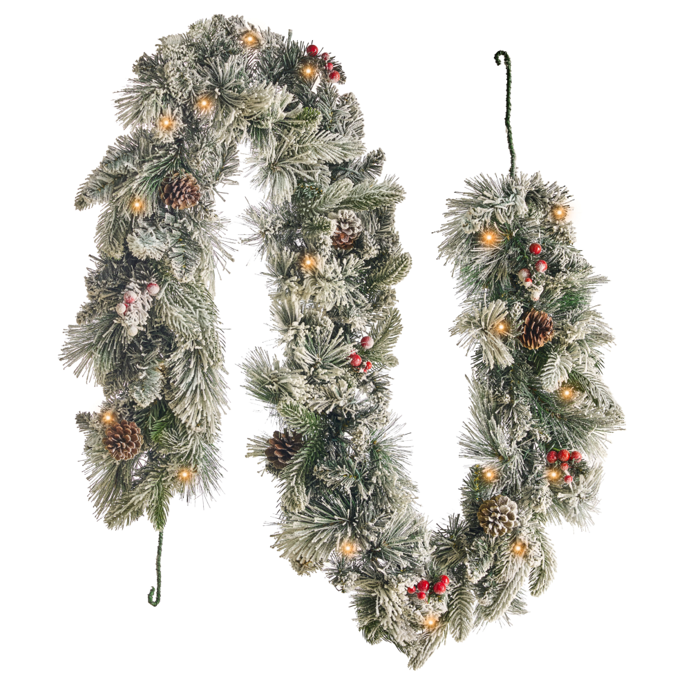 Beliani Snowy Christmas Garland Led Whitehorn 180 Cm White