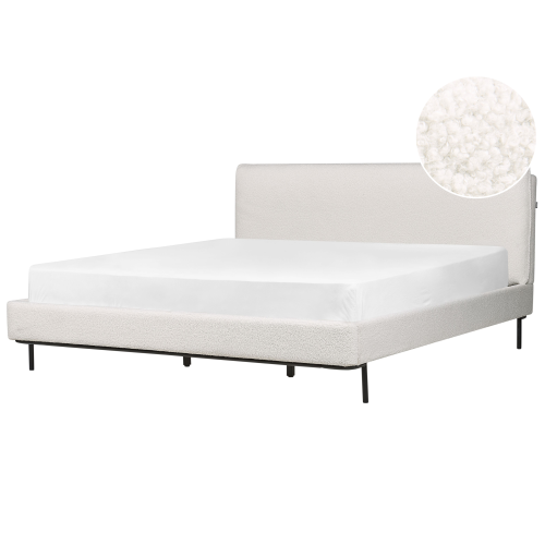 Beliani Bed Boucle CORIO 180 x 200 cm (EU Super King) Off-White