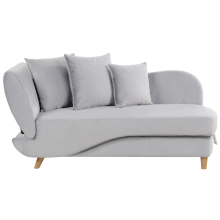 Left-Hand Chaise Longue MERI with Storage Velvet Light Grey