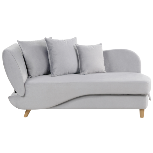 Beliani Left-Hand Chaise Longue MERI with Storage Velvet Light Grey