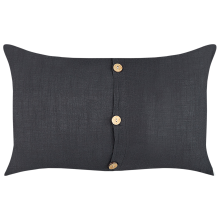 Set of 2 Decorative Cushions BANORI 30 x 50 cm Linen Black Solid