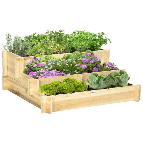 Outsunny Jardinera Marrón 93 x 93 x 35 cm