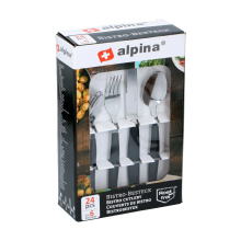 Alpina Bistro 24 Piece Black Cutlery 6 set