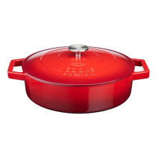 Cooks Professional 28cm Shallow Cast Iron Casserole | Graduated Red