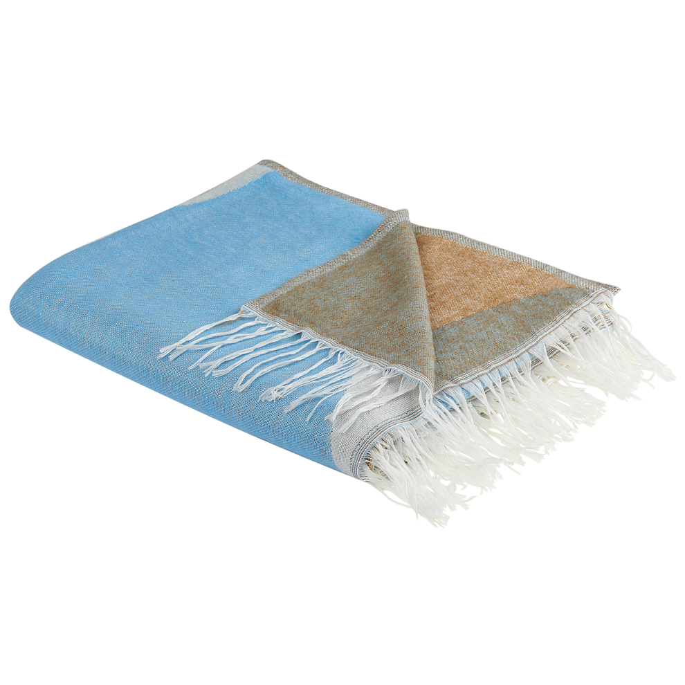 Photos - Duvet Beliani Blanket HAKUI 130 x 170 cm Blue Blue,Cream 