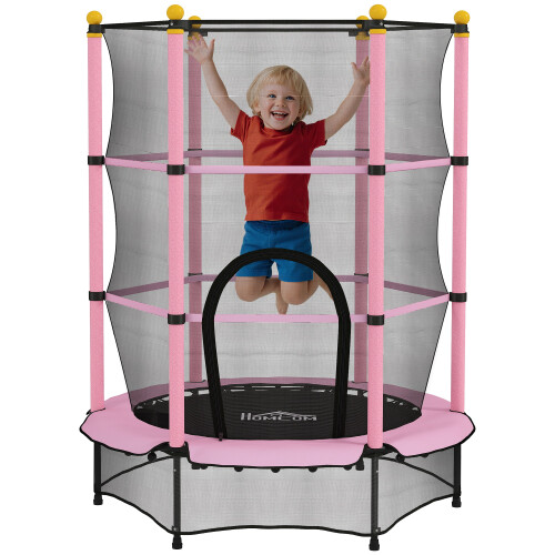 Homcom Cama Elástica Infantil Rosa 140 x 140 x 190 cm
