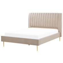 Bed Velvet MARVILLE 140 x 200 cm (EU Double) Beige
