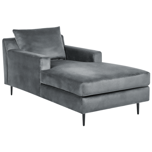 Beliani Chaise Longue GUERET Velvet Grey