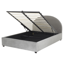 Ottoman Bed VAUCLUSE Velvet Light Grey 160 x 200 cm (EU King Size)