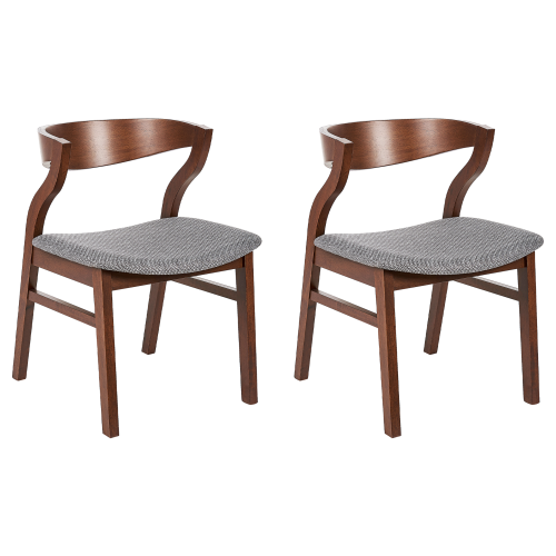 Beliani Set of 2 Dining Chairs MAROA Wood Light Grey