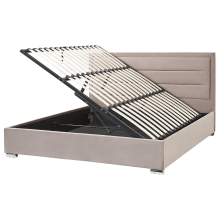 Ottoman Bed ROUEN Velvet Taupe 180 x 200 cm (EU Super King)