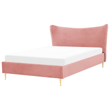Bed Velvet CHALEIX 160 x 200 cm (EU King Size) Peach Pink
