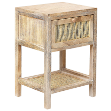 1 Drawer Bedside Table ESTO Paulownia Wood Light Brown