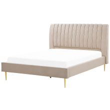 Bed Velvet MARVILLE 180 x 200 cm (EU Super King) Beige