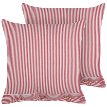 Set of 2 Decorative Cushions AALITA 45 x 45 cm Cotton Red Striped