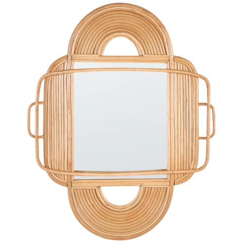 Beliani Wall Mirror ALCORN 70 cm 90 cm Rattan Natural