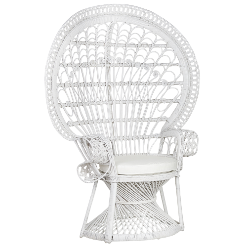 Beliani Peacock Chair EMMANUELLE Rattan White