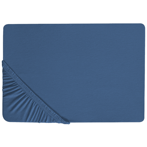 Beliani Fitted Sheet JANBU 140 x 200 cm Cotton Navy Blue