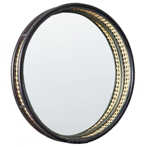 Beliani Wall Mirror DAKSA 60 cm 60 cm Rattan Black