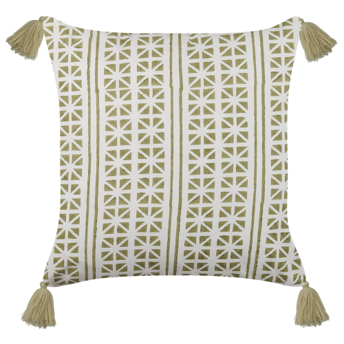 Beliani Throw Cushion SYRINGA 45 x 45 cm Cotton Green Geometric Pattern