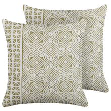 Set of 2 Decorative Cushions LARICS 45 x 45 cm Cotton Green Oriental Pattern